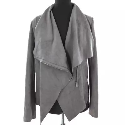 Buy Vigoss Faux Suede Leather Wrap Moto Jacket Women’s Side Zipper Gray Medium Size • 31.70£