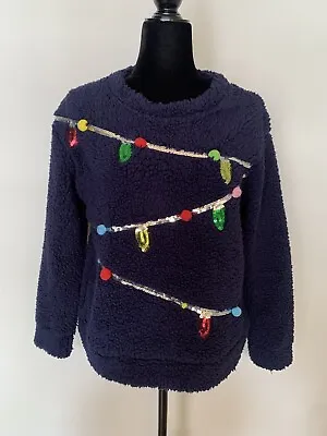Buy Vintage Refresh Women’s Ugly Tacky Christmas Sweater Navy Blue Soft Size L • 8.50£