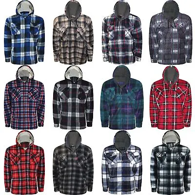 Buy  Mens Lumberjack Padded Shirt Sherpa Fur Lined Flannel Work Jacket Thick Hoodie • 19.99£