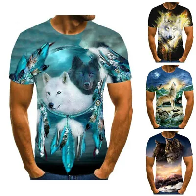 Buy Animal Wolf 3D Print T-Shirt Women/Men‘s Fashion Casual Short Sleeve Tops • 5.99£
