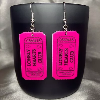 Buy Handmade Silver Pink Lonely Hearts Love Earrings Gothic Gift Jewellery • 4.50£