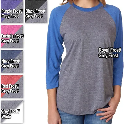 Buy Ladies 3/4 Sleeve Tri Blend T-Shirt Raglan Tee Womens XS-XL 2XL, 3XL, 4XL NEW • 12.30£