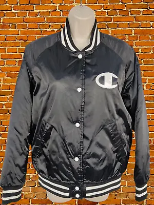 Buy Mens Champion Black Padded Varsity Jacket Size Medium Casual Letterman College • 34.99£