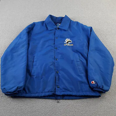 Buy Champion Jacket Mens Medium Blue Adult Bomber McNeese Fleece Lined Made In USA • 23.96£