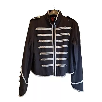 Buy BANNED Jacket XL Goth Military 20  Pit To Pit. Black Silver Buttons Some Damaged • 15£