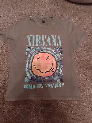 Buy Grey Nirvana T-Shirt Size L From Primark • 2£
