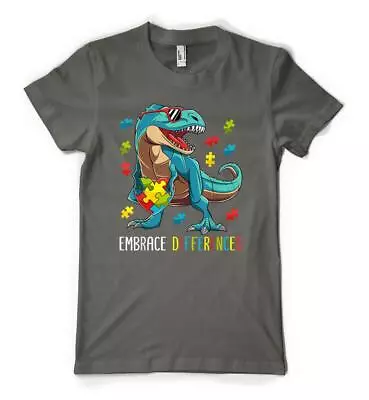 Buy Autism Autistic Dinosaur Embrace Differences Cool T-Rex Adults And Kids T Shirt • 13.99£