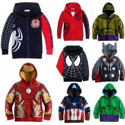 Buy Kid Boys Superhero Spider-Man Jacket Zip Up Hooded Sweatshirt  Outwear Tops♤ • 10.59£