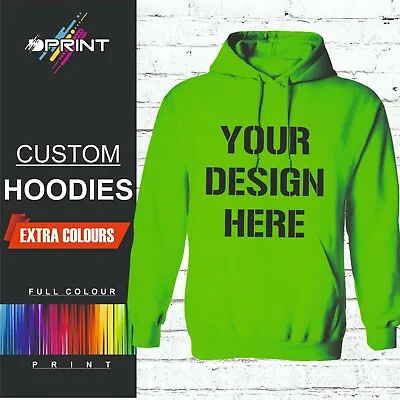 Buy Personalised Hoodie Custom Printed Hoodie Unisex Jumper Top Workwear NEW COLOURS • 21.49£