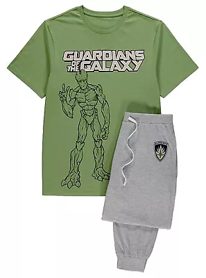 Buy Marvel Guardians Of The Galaxy Groot Print Men’s Top&Pyjama Set PJS George New • 26.99£