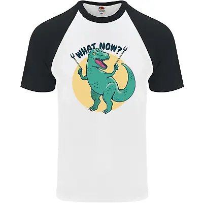 Buy T-Rex What Now Funny Dinosaur Mens S/S Baseball T-Shirt • 9.99£
