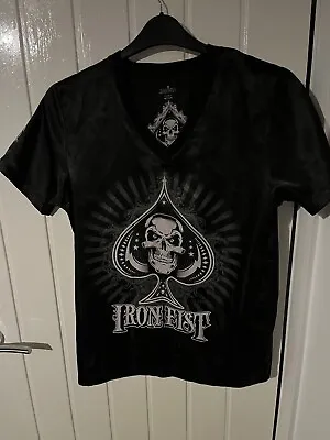 Buy Iron Fist T-shirt V Neck Skulls Men’s Alternative Small Black Skulls Biker • 7.50£