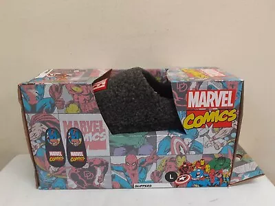 Buy Marvel Comics Men's Slippers Logo Slip On Dark Grey Size 10-11 / L (BNIB) • 15£