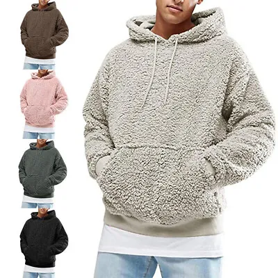 Buy Mens Winter Teddy Bear Hooded Sweatshirt Long Sleeve Fluffy Fleece Hoodies Tops • 11.99£
