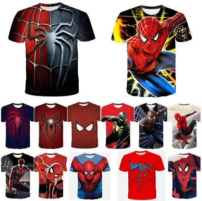 Buy 3D Spiderman T-Shirt Kids Boys Marvel Superheros Short Sleeve Tee Top Gift UK • 6.81£