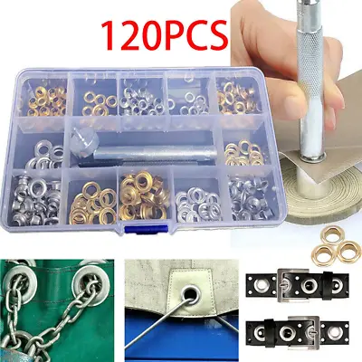 Buy 120x Grommets Durable Clothing Metal Eyelets Button Set Installation Tools Kit • 3.99£