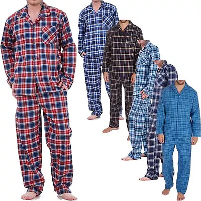Buy Mens Check Traditional Woven Pyjamas Set Sleeping Nightwear Top & Bottom Set Pjs • 12.99£