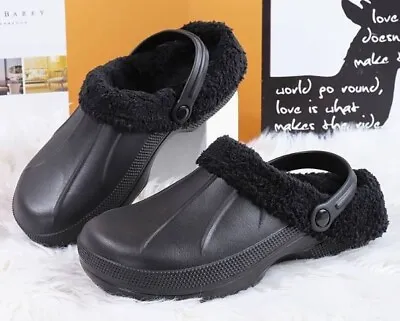 Buy Fur Lined Slippers Outdoor Clogs Thick Sole Garden Shoes Warm Furry Dog Walking • 17.99£