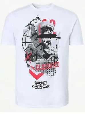 Buy Call Of Duty Black Ops Cold War White Classified Slogan Graphic T-Shirt • 10.50£