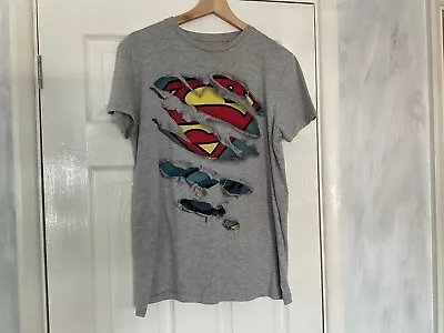 Buy Size M, Grey Superman T Shirt • 3.50£