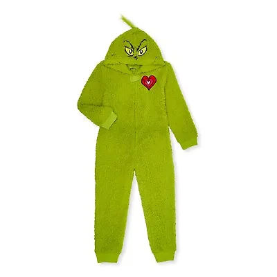 Buy Kid The Grinch One Piece Pajamas Size 4-16 Union Suit Boy Girl Christmas Costume • 33.59£