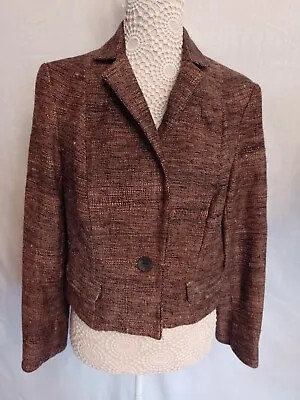 Buy People Tree Hand Woven Short Cotton Jacket Size 12 Brown • 9.99£