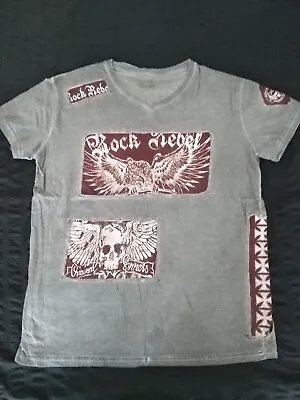 Buy Rock Rebel Tshirt Grey Size Large • 7.99£