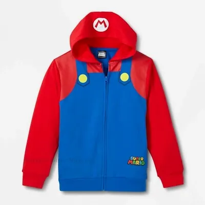 Buy Super Mario Boys Hoodie Jacket Size 4-16 Cosplay Zip Sweatshirt Kids Costume NWT • 28.32£