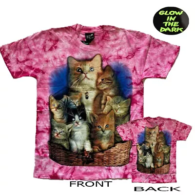 Buy Unisex Tye Dye Cats T-Shirt Both Side Print Glow In The Dark • 12.99£