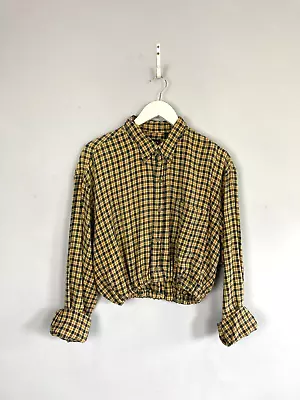 Buy Flannel Check Shirt, Beige Check, Cropped, Reworked, 90s Aesthetic, Grunge • 9.99£