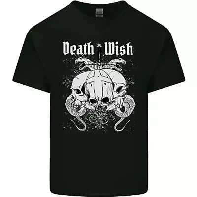 Buy Death Wish Skulls Snakes Biker Gothic Demon Mens Cotton T-Shirt Tee Top • 10.99£