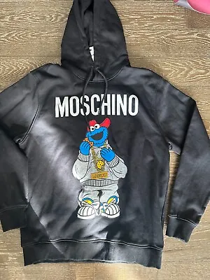 Buy Moschino Couture Sesame Street Cookie Monster Hoodie Black Size 38 RARE UNISEX • 472.49£
