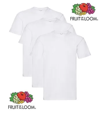 Buy 3 Fruit Of The Loom Super Premium Plain Cotton Heavyweight WHITE T-Shirts • 17.99£