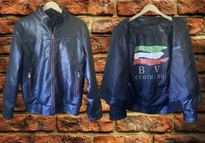 Buy BV CLOTHING : Faux Black Leather Italian Cafe Racer Biker Jacket : Large / 44  • 65£