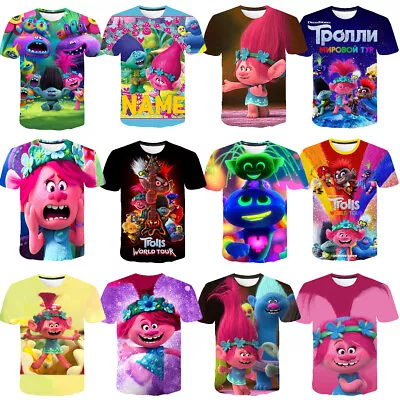 Buy Cosplay Trolls Princess Poppy 3D T-Shirts Adult Kids Short Sleeves Sport Top Tee • 10.20£