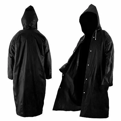Buy Men Women Long Hooded Waterproof Jacket Rain Coat Button Raincoat Rainwear UK • 3.75£
