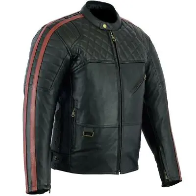 Buy Australian Bikers Gear Motorcycle CE Armours Cowhide Leather Jacket Red Stripe • 99.95£