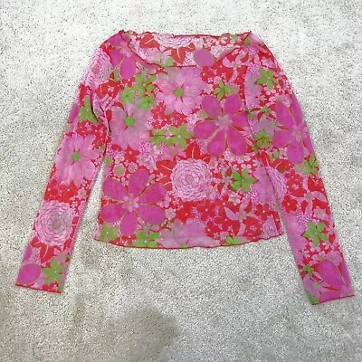 Buy Floral Sheer T Shirt Womens Small Vintage Y2K 2000s Top Tee See Through Flowers • 14.99£