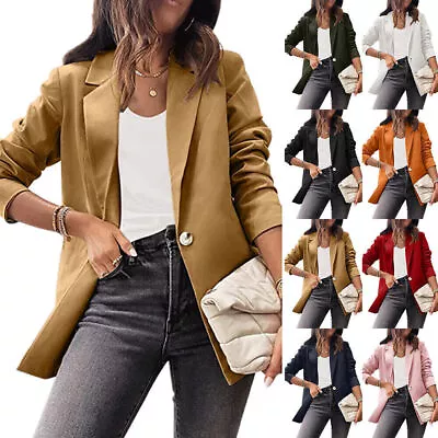 Buy Womens Lapel Blazer Suit Ladies OL Work  Slim Fit Long Sleeve Office Jacket Coat • 13.79£