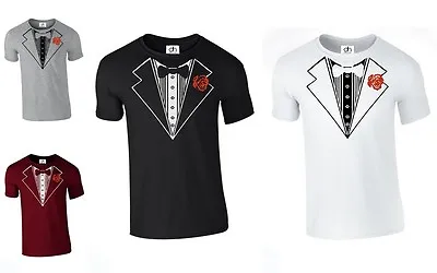 Buy Tuxedo Suit Bow Tie Fancy Dress T SHIRT WEDDING Funny Fathers Gift (ROSE,TSHIRT) • 3.99£