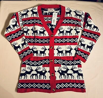 Buy Merry Christmas V28 Red Button Cardigan Sweater Reindeer Fair Isle Ugly Xmas XXL • 28.94£