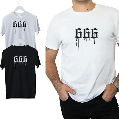 Buy Mens T-Shirt 666 Antichrist Cat Evil Satan Devil Funny Darkside Satanic Tattoos • 7.99£