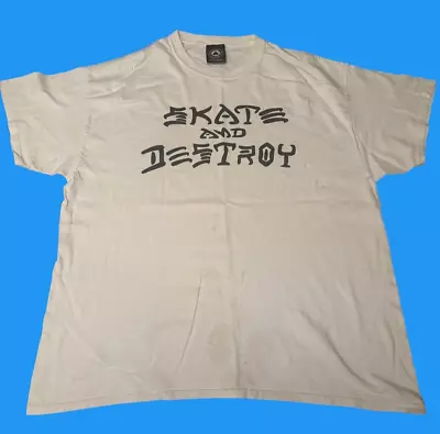 Buy Thrasher Men's Skate And Destroy Tee White Distressed Size XL Cotton • 12.99£