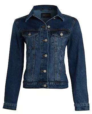Buy NEW DENIM JACKET Womens Jean Waist Jackets LADIES Stonewash Blue 8 10 12 14 16 • 19.99£