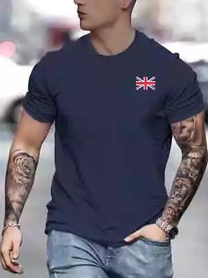 Buy Union Jack Flag Mens T Shirt , Great Britain British Graphic Print Cotton Top Te • 9.47£