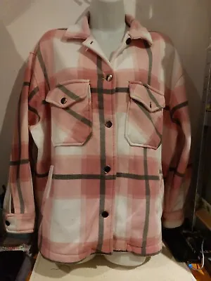 Buy Rising. Pink Check Shirt Style Jacket.  Size Medium • 3.40£