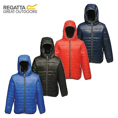 Buy Regatta Stormforce Kids Boys Girls Padded Hooded Puffa Jacket Coat RRP £50 • 16.99£