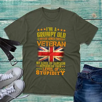 Buy I'm Grumpy Old British Armed Forces Veteran T-Shirt Uk Flag Independence Day Top • 9.99£