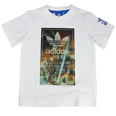 Buy Adidas Originals Star Wars Archive Tee Luke Skywalker R2D2 Han Solo Kids Shirt • 20.99£