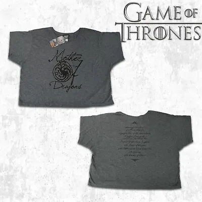 Buy Official Game Of Thrones Mother Of Dragons Ladies Woman's Grey Crop Top T-Shirt • 7.98£